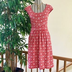 Boden Printed Coral Dress Size 6